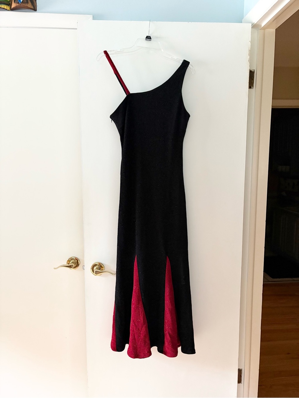 Vintage Blondie Nites by Jaslene red black sparkly prom dress small 9